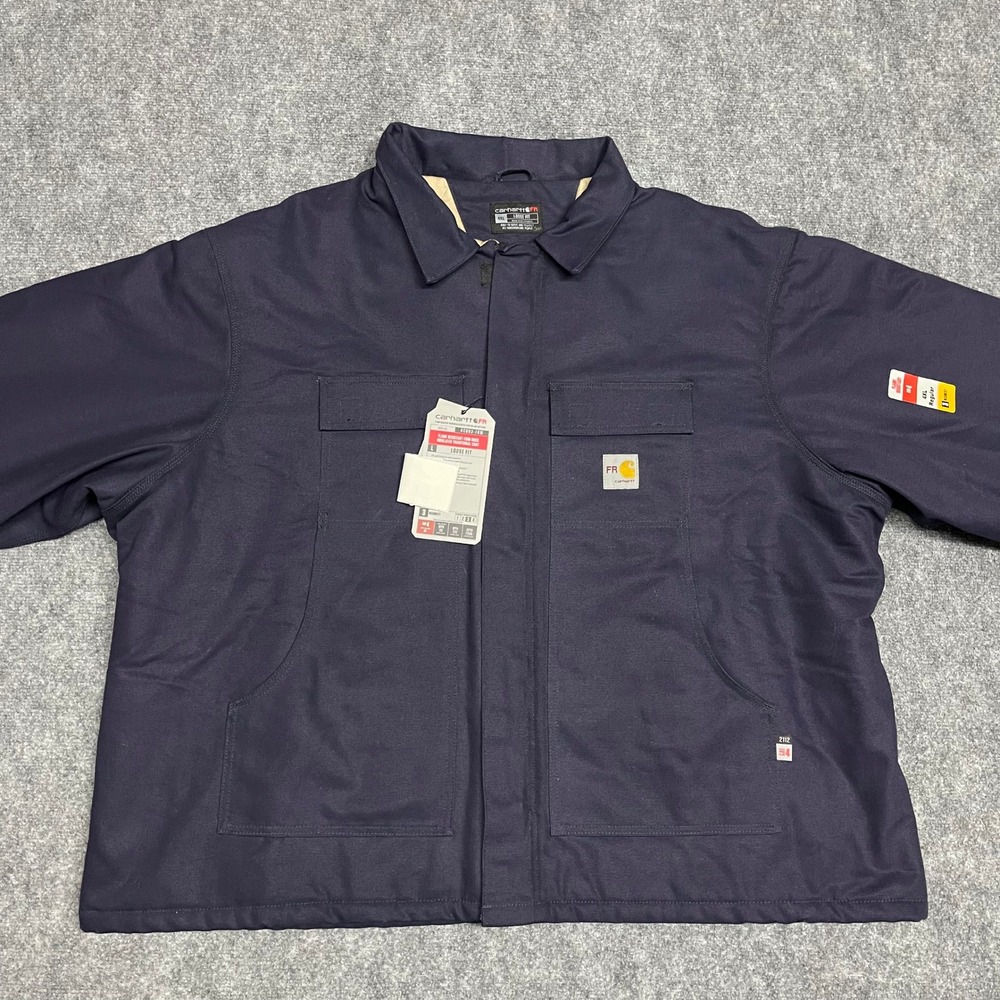 Carhartt FR Jacket Mens 4XL Tall Blue Flame Resistant Insulated Duck Coat CAT4
